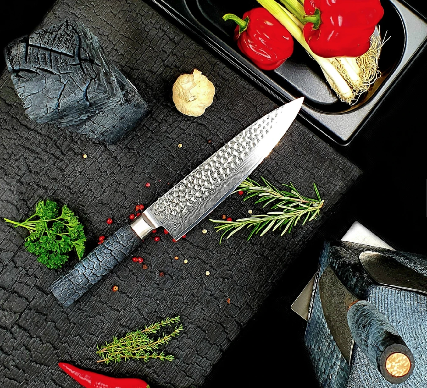 Cuttworxs Flamewood Koksmes Damaststaal VG10 Cuttworxs Flamewood Koksmes Damaststaal VG10 -Keukengrill cuttworxs flamewood koksmes damaststaal vg10 2